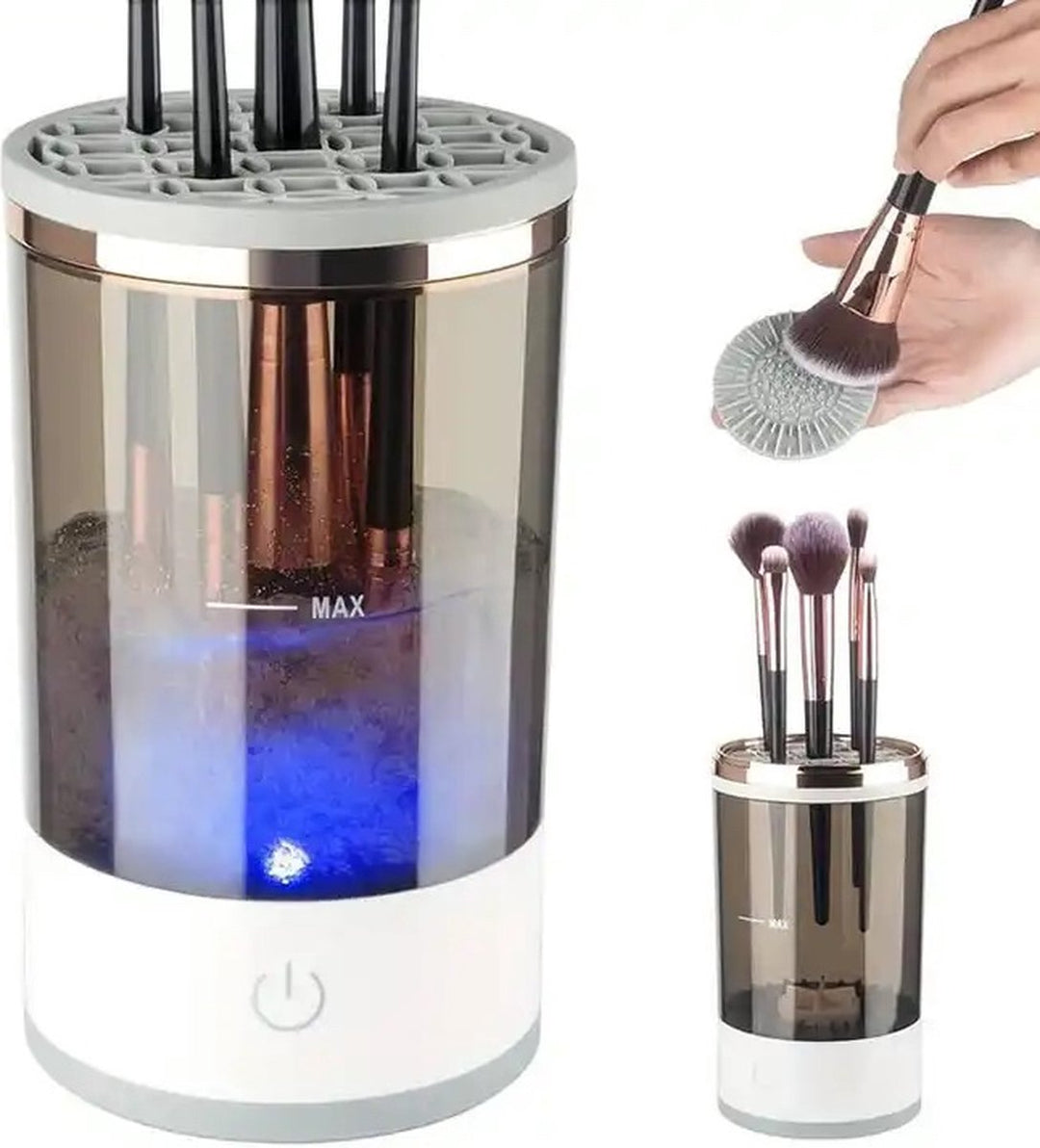 Norvo | CleanEase Automatisk Sminkebørste Renser – 3-i-1 Bærbar & Oppladbar