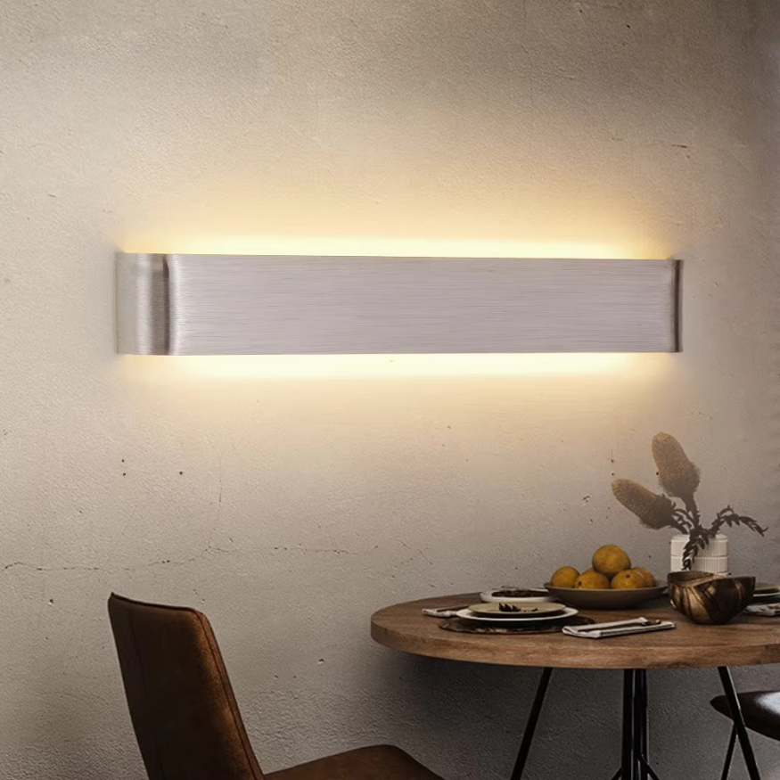 Norvo | Nordisk LED Vegglampe - Moderne Børstet Aluminum Innendørs Vegglampe