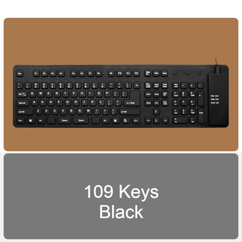 Norvo | Rullopp Silikon Fleksibel Tastatur, med USB Kablet, Vanntett Belegg & Stille Skrivning