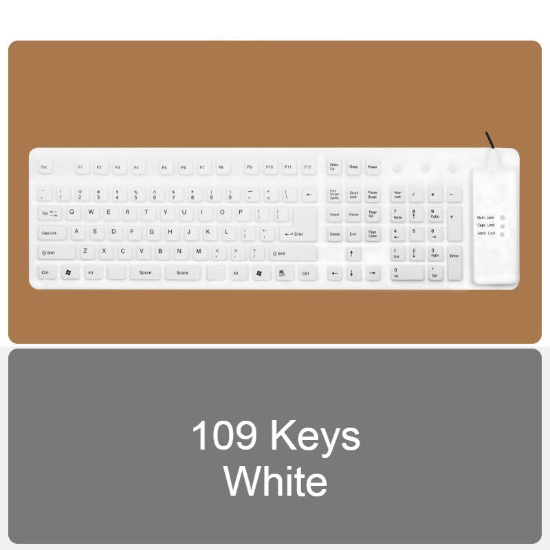 Norvo | Rullopp Silikon Fleksibel Tastatur, med USB Kablet, Vanntett Belegg & Stille Skrivning