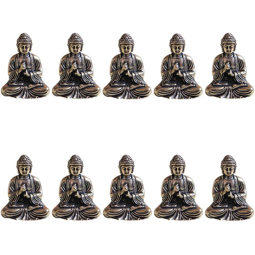 Norvo | 10 deler mini messing sittende Buddha statue figur for reise buddhisme tilbedelse hjem kontor skrivebord dekorasjon