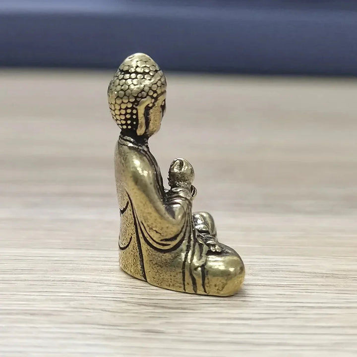 Norvo | 10 deler mini messing sittende Buddha statue figur for reise buddhisme tilbedelse hjem kontor skrivebord dekorasjon
