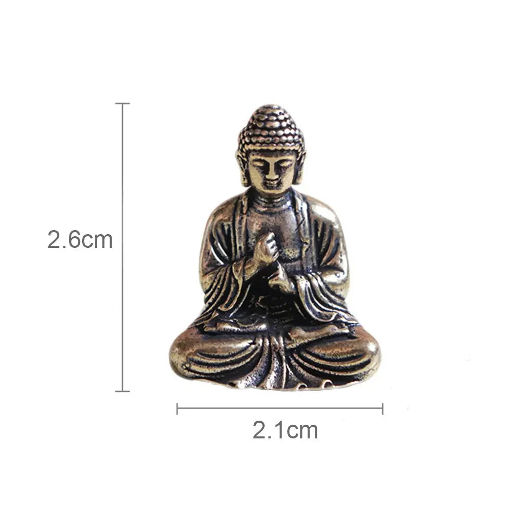 Norvo | 10 stk Miniatyr Messing Sittende Buddha Statue Figur for Reise Buddhism Tilbedelse Hjemmekontor Skrivebords Dekorasjon
