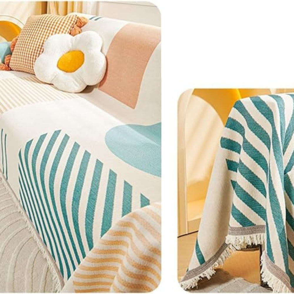 Norvo | Meringue Chenille Geometri Sofa Deksel