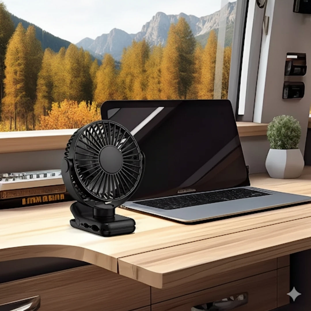 på USB Bordvifte Klemme Luftsirkulator – Lang Batterilevetid Kjøling – Flammehemmende Klemme – Stille Barnerom eller Hjemmekontor Bruk Norvo