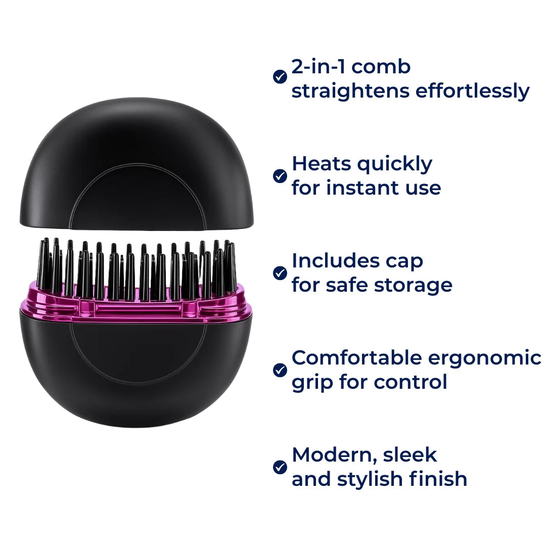 Rask oppvarming – Mini kamdesign – Frizz-fri finish – Rask oppfriskning for reise og daglig bruk Norvo