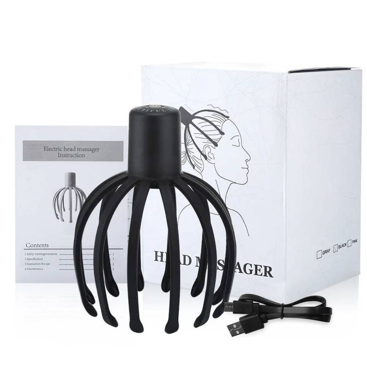 CalmFlow Smart Electric Octopus Hode Massager | Hodebunnsmassasje - Stresslettelse - Forbedret Søvn - Multi-retning Vibrasjons Hode Massager Norvo