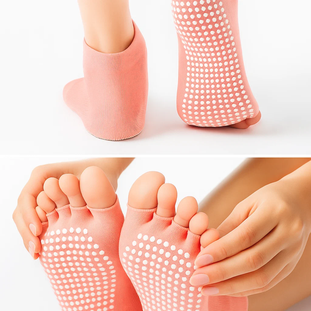 Slip Yoga Grip Socks – Åpen Tå & Pustende – Gummiert Såle for Kvinner – Stabilitet Balanse Komfort i Yoga & Pilates Norvo