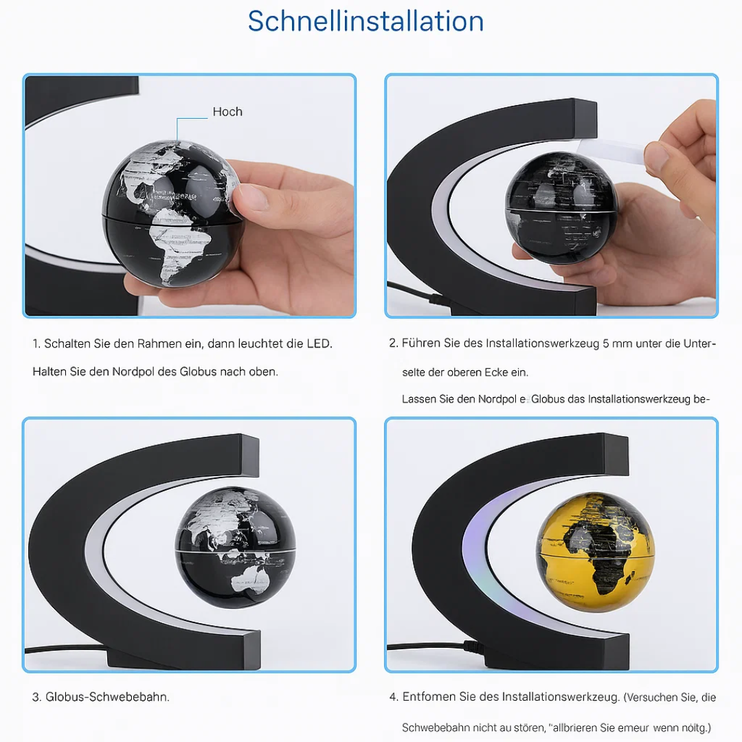 Norvo | AstroGlobe LED Verdens Globe – Flytende Globe Lampe med Magnetisk Oppheng