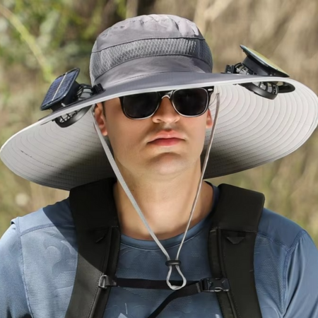 Norvo | Ultimat utendørs solhatt med oppladbar LED og bred brem