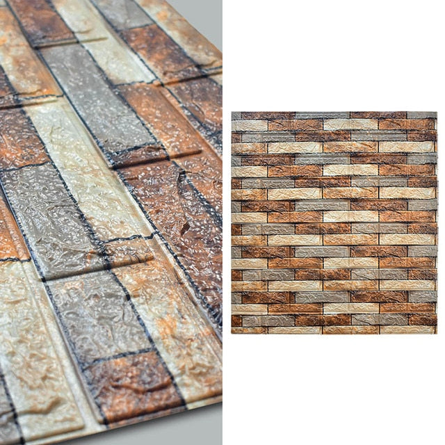 10 stk 3D Mursteinmønster Vanntett Selvklebende Tapet | Norvo