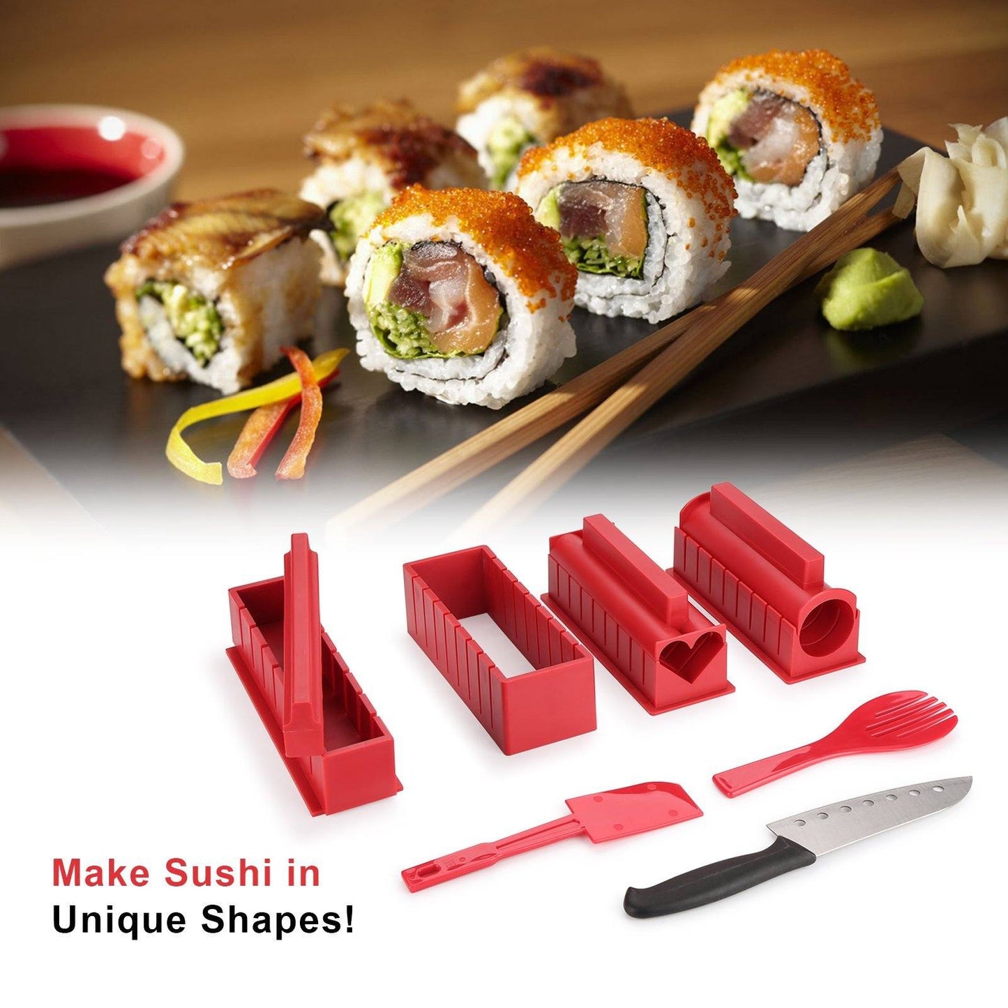 Norvo | 11-delt: Sushi Maker Set Sushi Ruller med høykvalitets Sushi Kniv