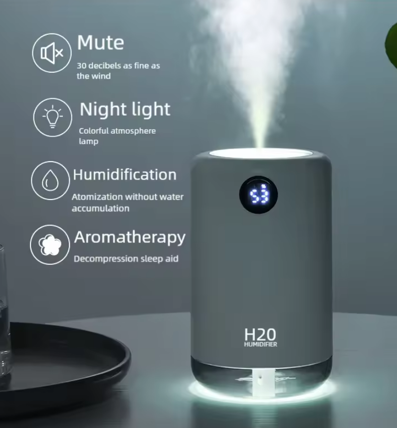 Norvo | Bærbar oppladbar luftfukter – Kompakt trådløs luftfukter for hjemmet, kontoret og reise