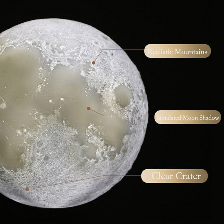 Norvo | Kreativ Mini Oppladbar 3D Utskrevet Måne 1-Lys LED Bordlampe