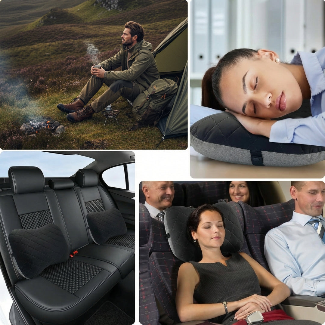 Ergonomisk nakke støtte – Oppblåsbar og lett – Lindrer nakkesmerter – Kompakt for fly og tog Norvo