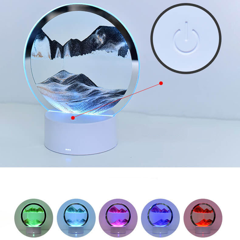 Norvo | Kreativ Rund Timeglass Quicksand 3D LED Nattlampe Bordlampe