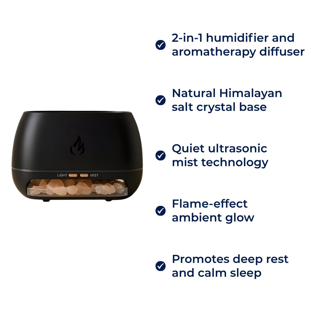 Lindrer tørr luft og hjelper med søvn – Himalaya saltkrystall, stille tåke og beroligende hjemmemiljø velværebolle