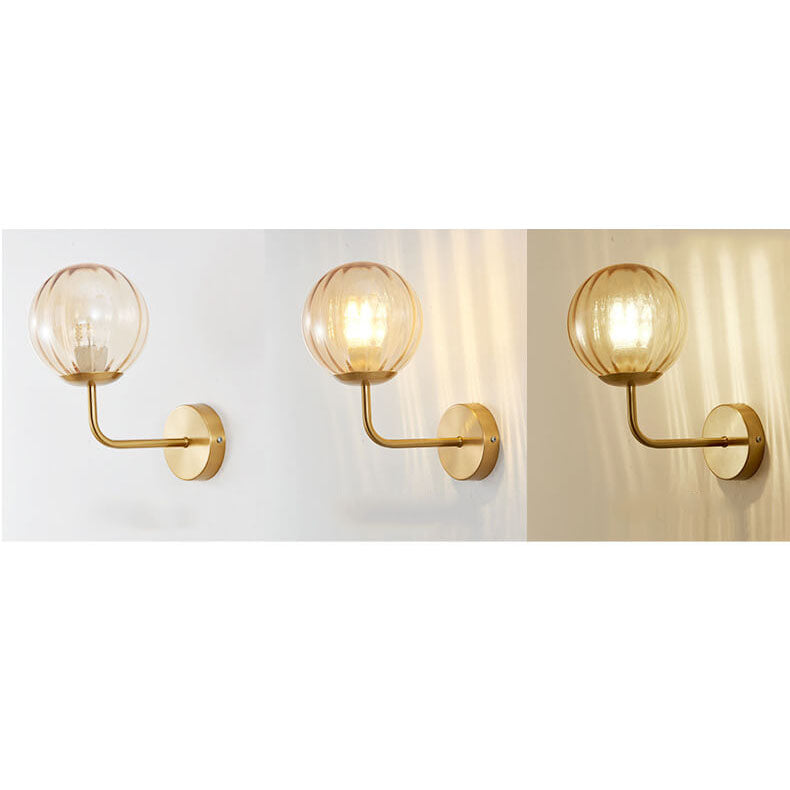 Norvo | Moderne Luksus Rund Kule Jern Glass 1-Lykt Vegglampe