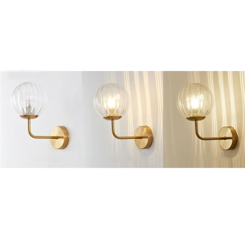 Norvo | Moderne Luksus Rund Kule Jern Glass 1-Lykt Vegglampe