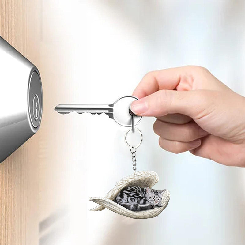 Norvo | Akryll Katt Engel Nøkkelring