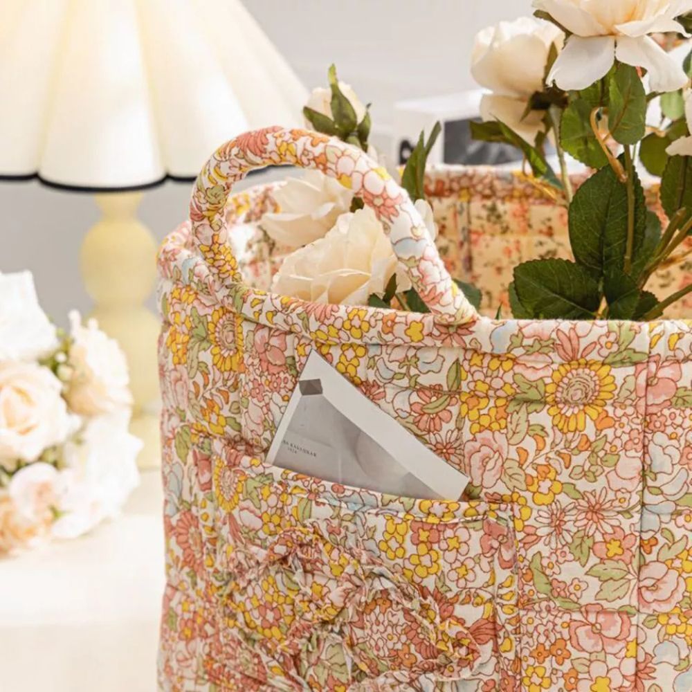Norvo | Floral Canvas Oppbevaringskurv for Hjemmeorganisering