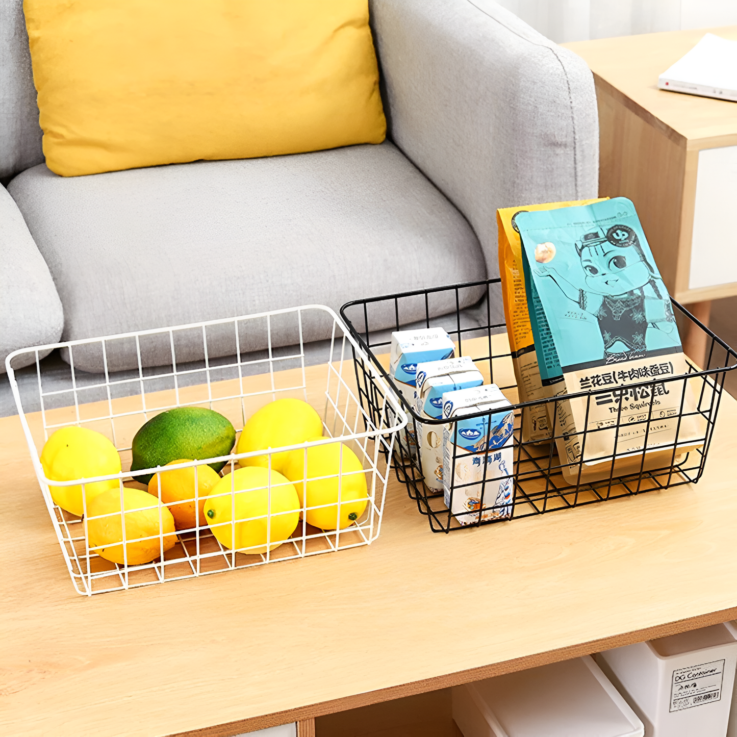 Norvo | Moderne Wire Storage Basket med Håndtak – NeatBasket