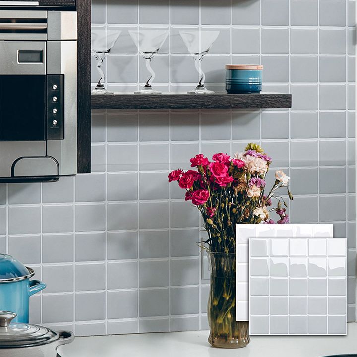 Norvo | Hvit Mosaic Peel & Stick Flis Vanntett Kjøkken Backsplash Tapet