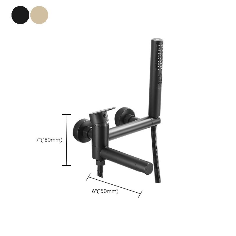 Norvo | Moderne Bad Ram Stykk Enkelt Håndtak Veggmontert Badekararmatur med Hånddusj