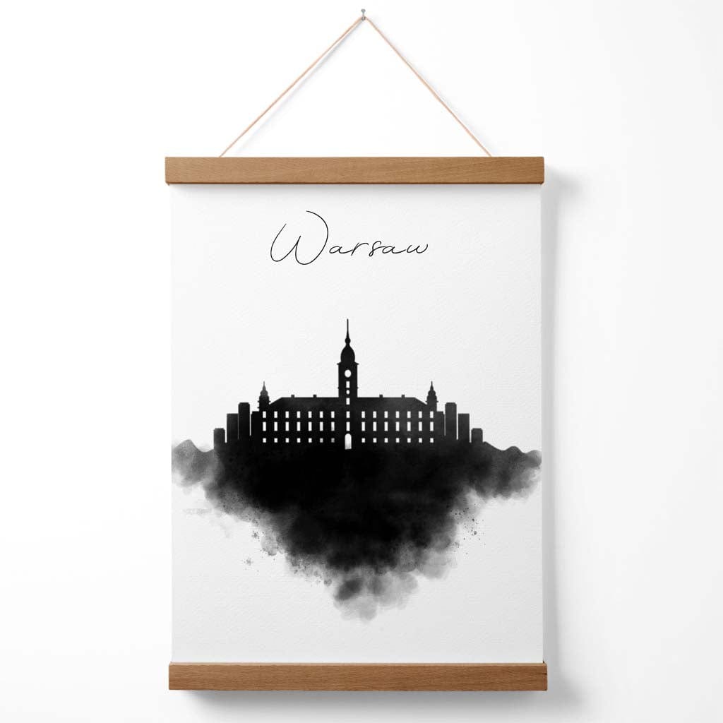 Norvo | Warszawa Akvarell Skyline Byplakat med Kleshenger