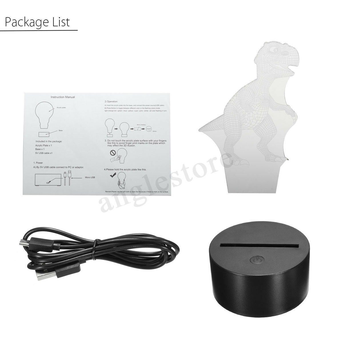 Norvo | Dinosaur Nattlys - 3D Dinosaur Lys - T Rex Nattlys