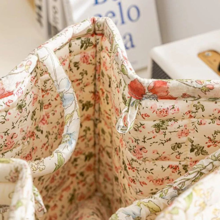 Norvo | Floral Canvas Oppbevaringskurv for Hjemmeorganisering