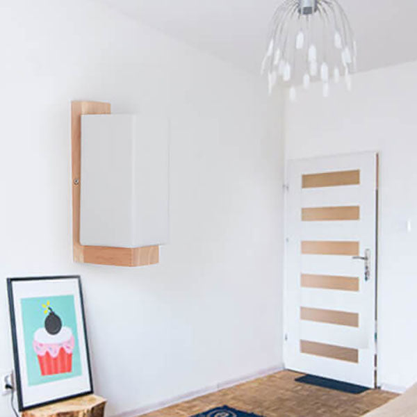 Norvo | Moderne minimalistisk massiv trefirkantet glass søyle 1-lys vegglampe