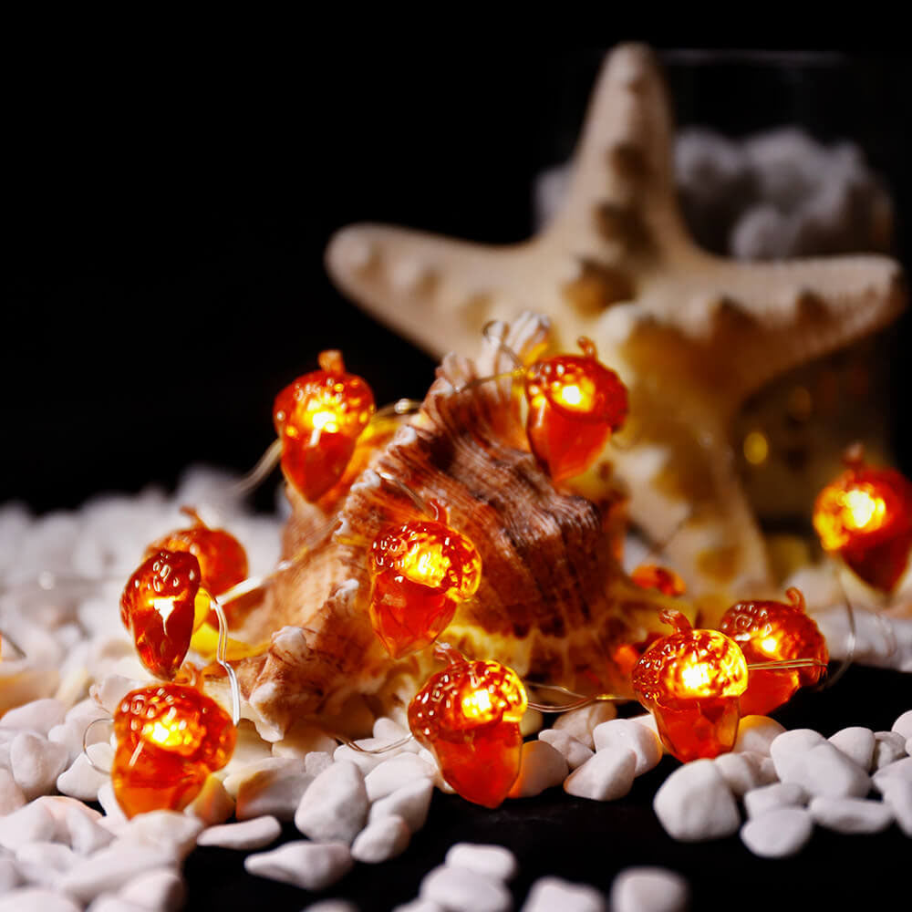 Norvo | Moderne Thanksgiving Lønn Eikenøtt Gresskar Dekorasjon 30 LED Lyslenker