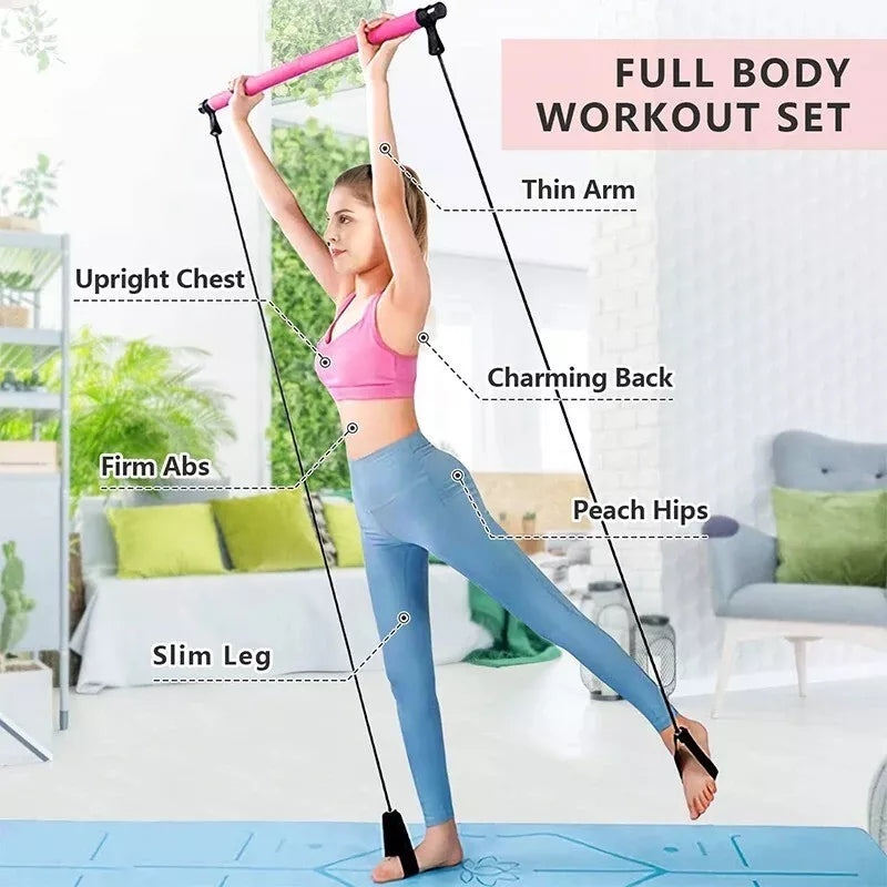 Norvo | Multi-Funksjonell Pilates Bar – Hjemmegym & Motstandstrening Kit