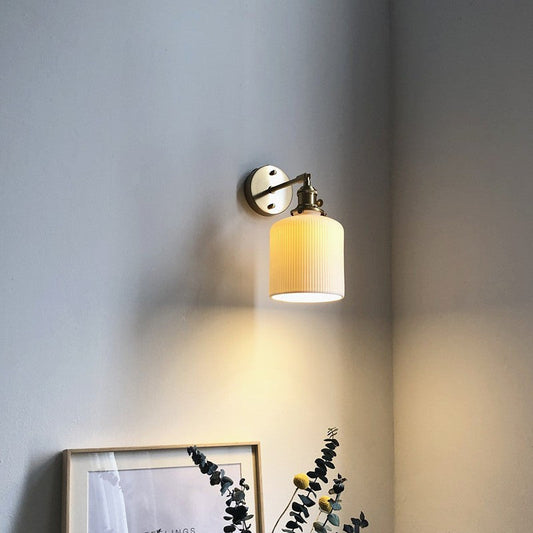 Norvo | Japansk Retro Minimalistisk Sylinder Oval Messing Lucite 1-Lys Vegglampe