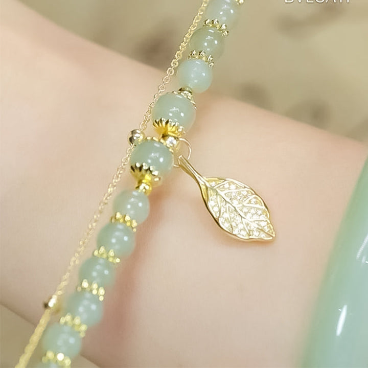 Norvo | Hetian Jade Leaf Gold Bracelet