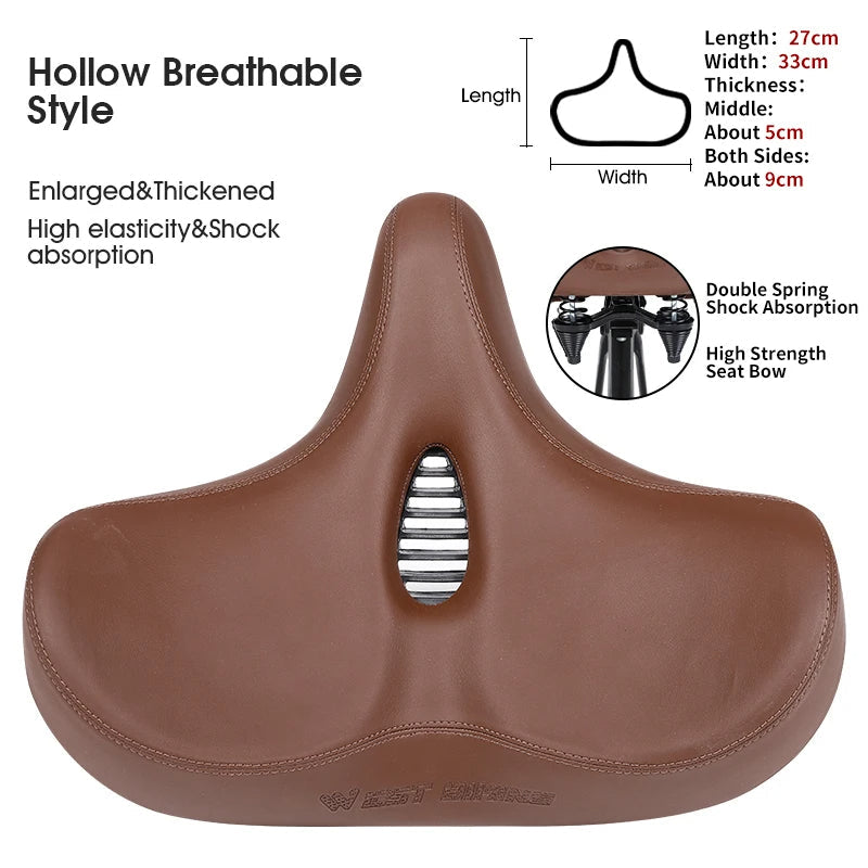 Norvo | Bred Ergonomisk Sykkelsete – Komfortabelt Sete med Støtdemping for By- og Terrengsykler