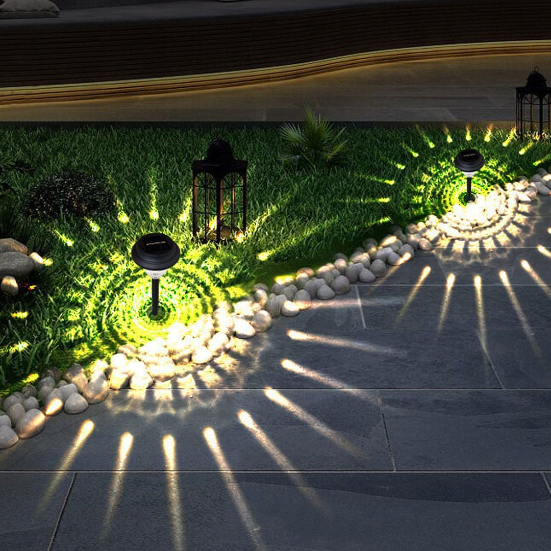 Norvo | Solar vanntett sirkulær divergerende lys sky design LED utendørs hage dekorativ lys