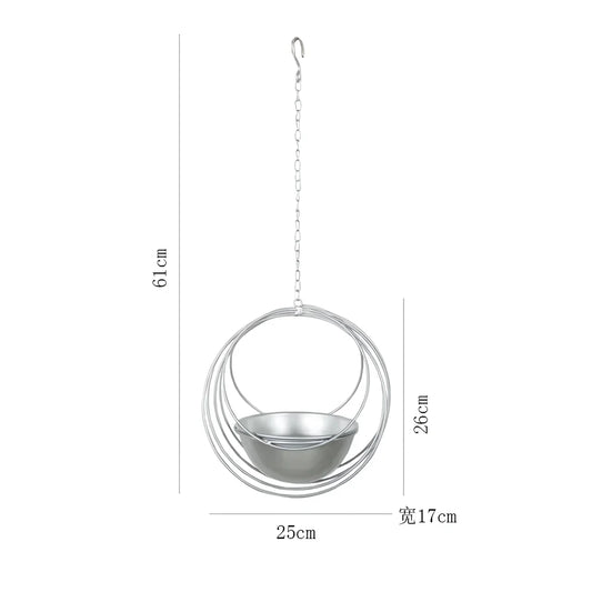 Norvo | Dekorativ jernhengende blomsterkrukke - Svingende veggplantekurv for hjemmet