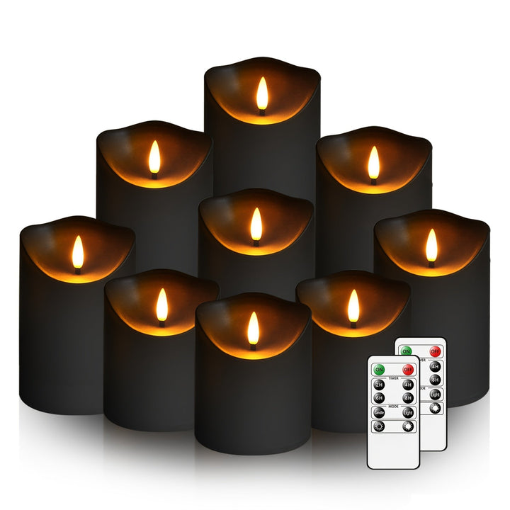 Norvo | GlowLuxe Flameless LED Lys Sett (9-delt) – Med Fjernkontroll og Glitterfinish