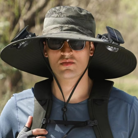 Norvo | Ultimat utendørs solhatt med oppladbar LED og bred brem