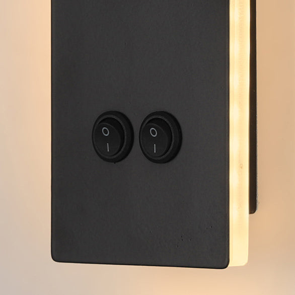 Norvo | Moderne Minimalistisk Rektangulær Rund Jern Aluminium LED Vegglampe For Soverom