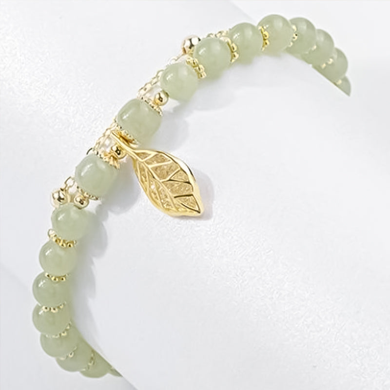 Norvo | Hetian Jade Leaf Gold Bracelet