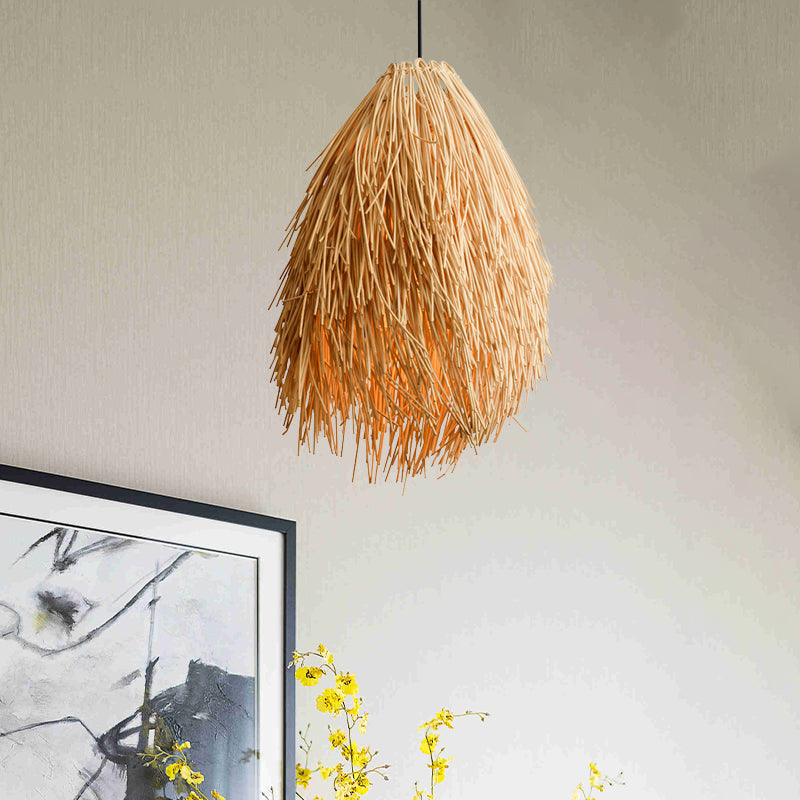 Norvo | RattanGlow Pendellampe - Elegant rotangtopp lampe med asiatiske påvirkninger