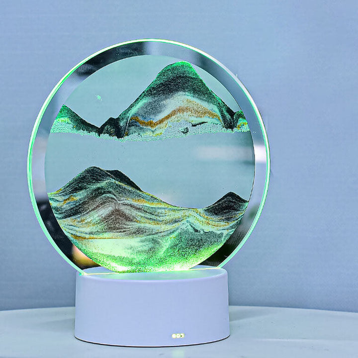 Norvo | Kreativ Rund Timeglass Quicksand 3D LED Nattlampe Bordlampe