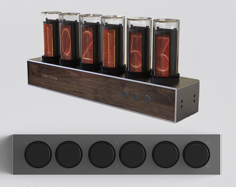 Norvo | DIY Solid Wood Glow Tube 6-Bit Digital Clock with 7 Modes, Magnetic Design, Adjustable Color and Precise Timing, The Best Handmade Gift for Him or Her