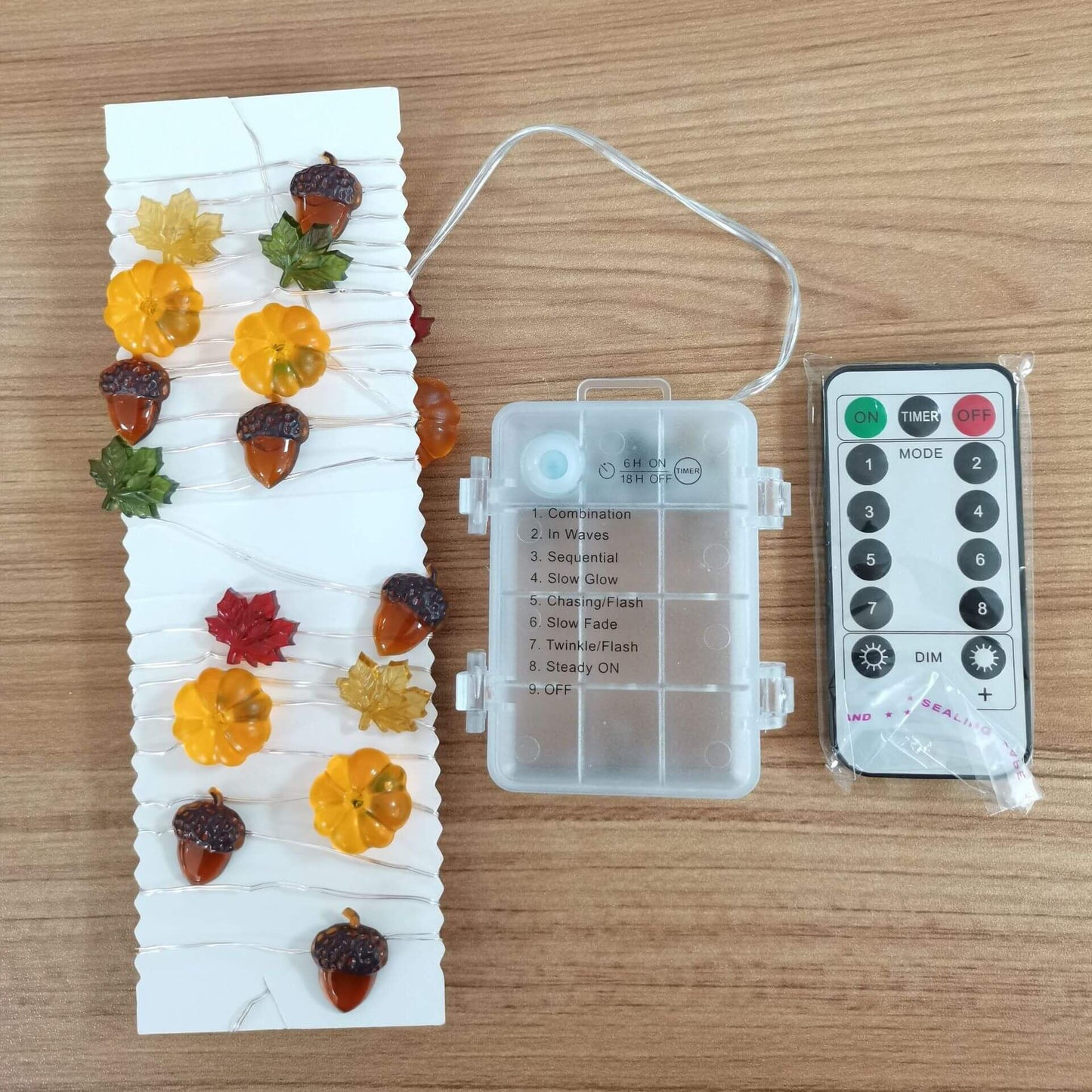 Norvo | Moderne Thanksgiving Lønn Eikenøtt Gresskar Dekorasjon 30 LED Lyslenker