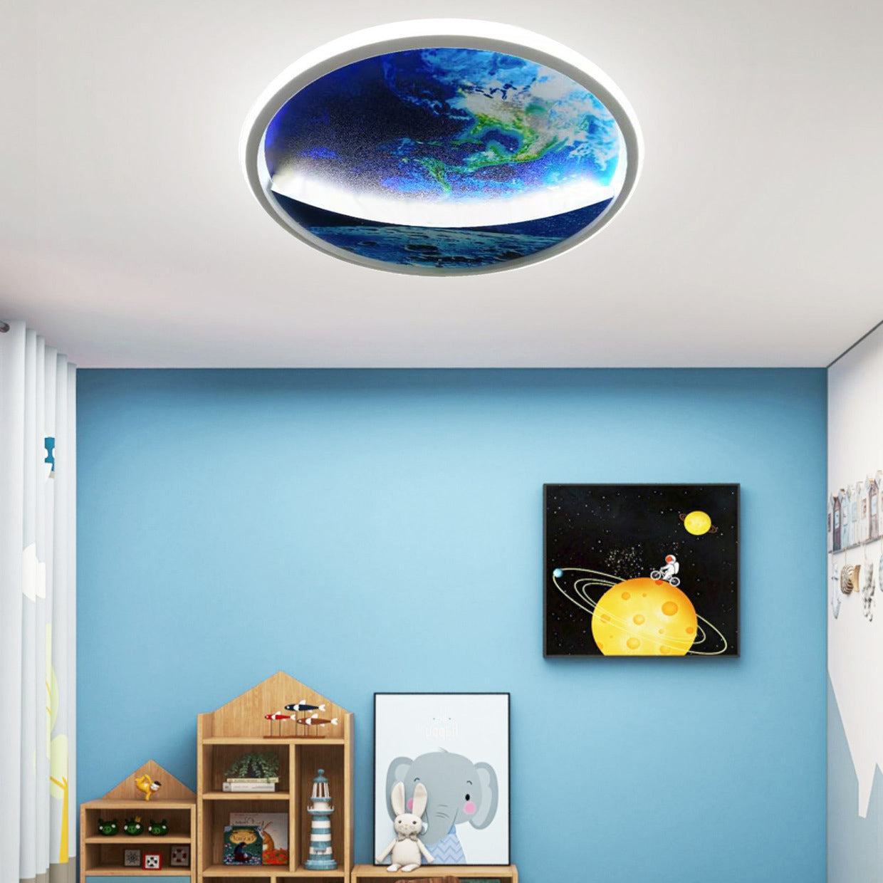 Norvo | Modern Art Deco Planet Earth Rund Silikon Jern LED Taklampe For Stue
