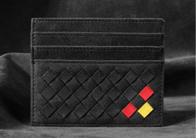 Norvo | Large Capacity Slim Woven Suede Card Holder, for Shopping, Travelling, Jogging or Working