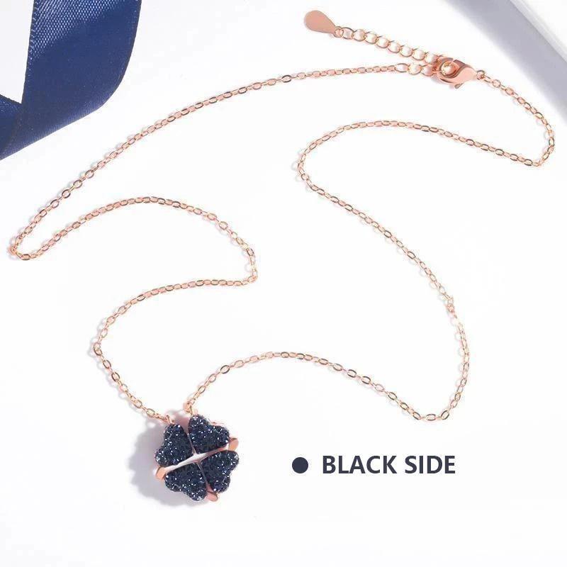 Norvo | Dobbeltsidig Firekløver Hjerte Krystall Halskjede